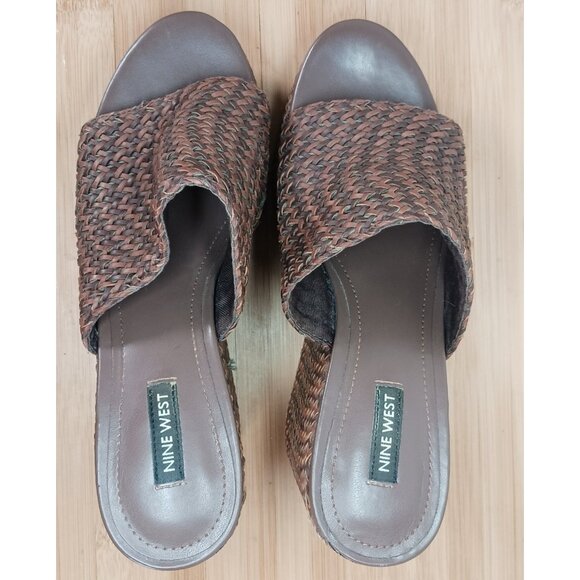 Nine West Womens Sz 8.5 M Everie Woven High Platform Wedge Sandals - Picture 7 of 10